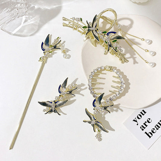 Rhinestone Swallow Tassel Hairpin Women's Back Head