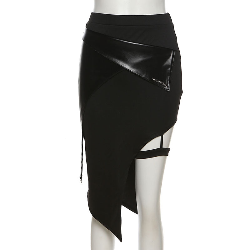 Women's Solid Color Slim Fit High Waist Fashion Irregular Slit Skirt