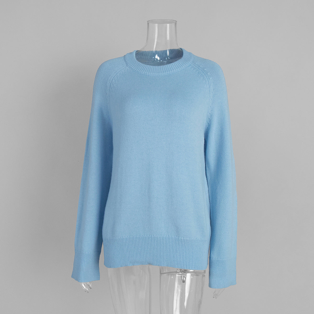 Crew Neck Pullover Sweater Women's Loose Knitted Sweater
