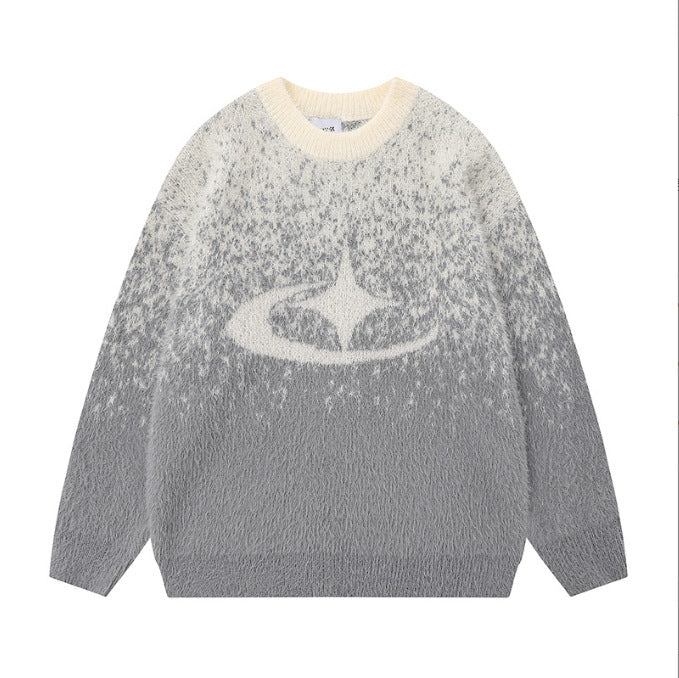 Gradient Warm And Loose Long Sleeve Round Neck Sweater