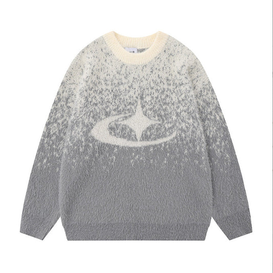 Gradient Warm And Loose Long Sleeve Round Neck Sweater