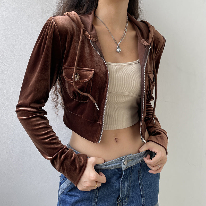 Corduroy American Cardigan Drawstring Waist Jacket