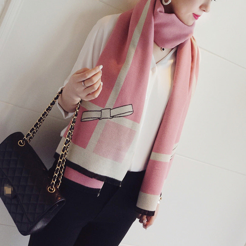 Women's double-faced jacquard cashmere scarf
