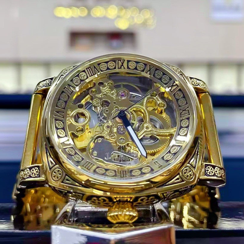Relief-cut Hollowed-out Fully Automatic Mechanical Watch For Men