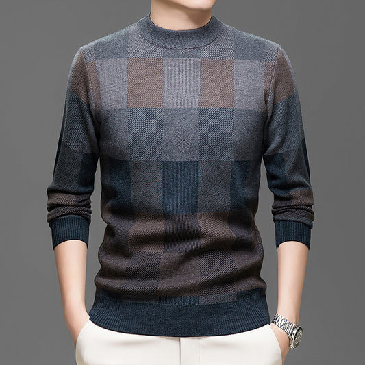 Men's Knitting Sweater Middle-aged Pullover Crew Neck Casual Bottoming Shirt