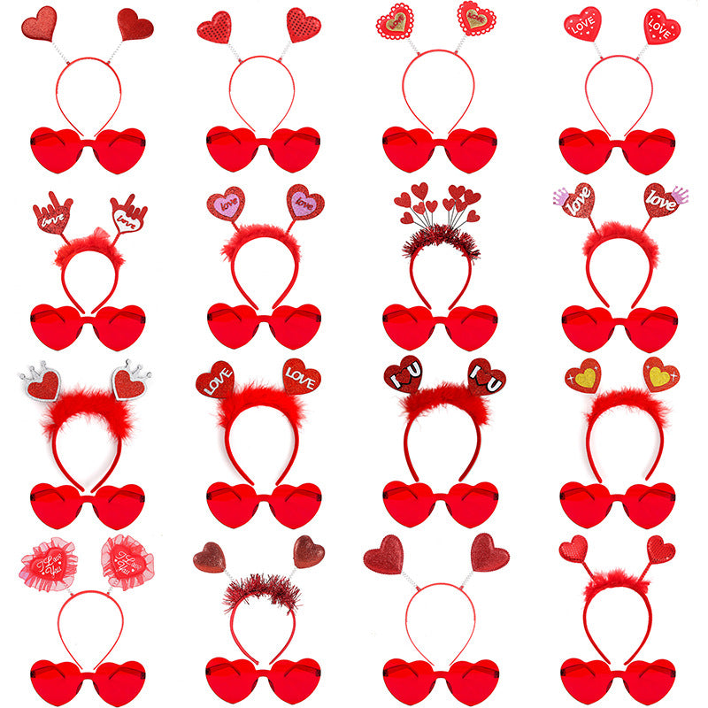 Red Heart Headband Accessories Three-dimensional