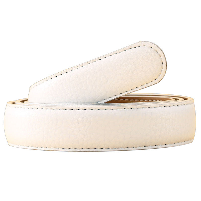 Women's Solid Color Belt Strip Headless Automatic Buckle
