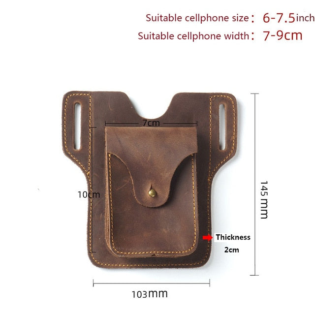 Sports running mobile phone storage waist bag leather
