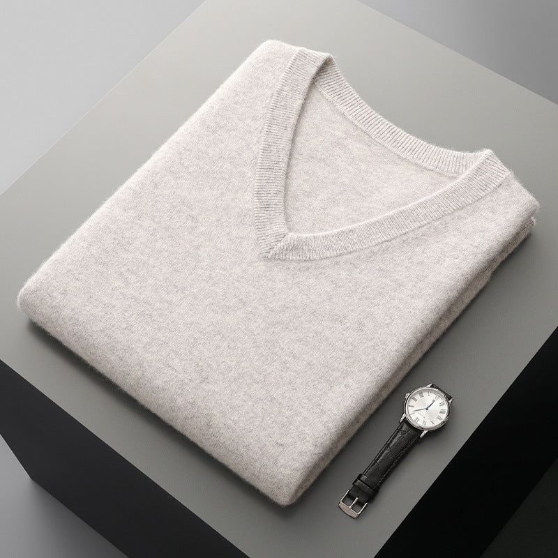 Afslappet ærmeløs V-hals sweater til midaldrende