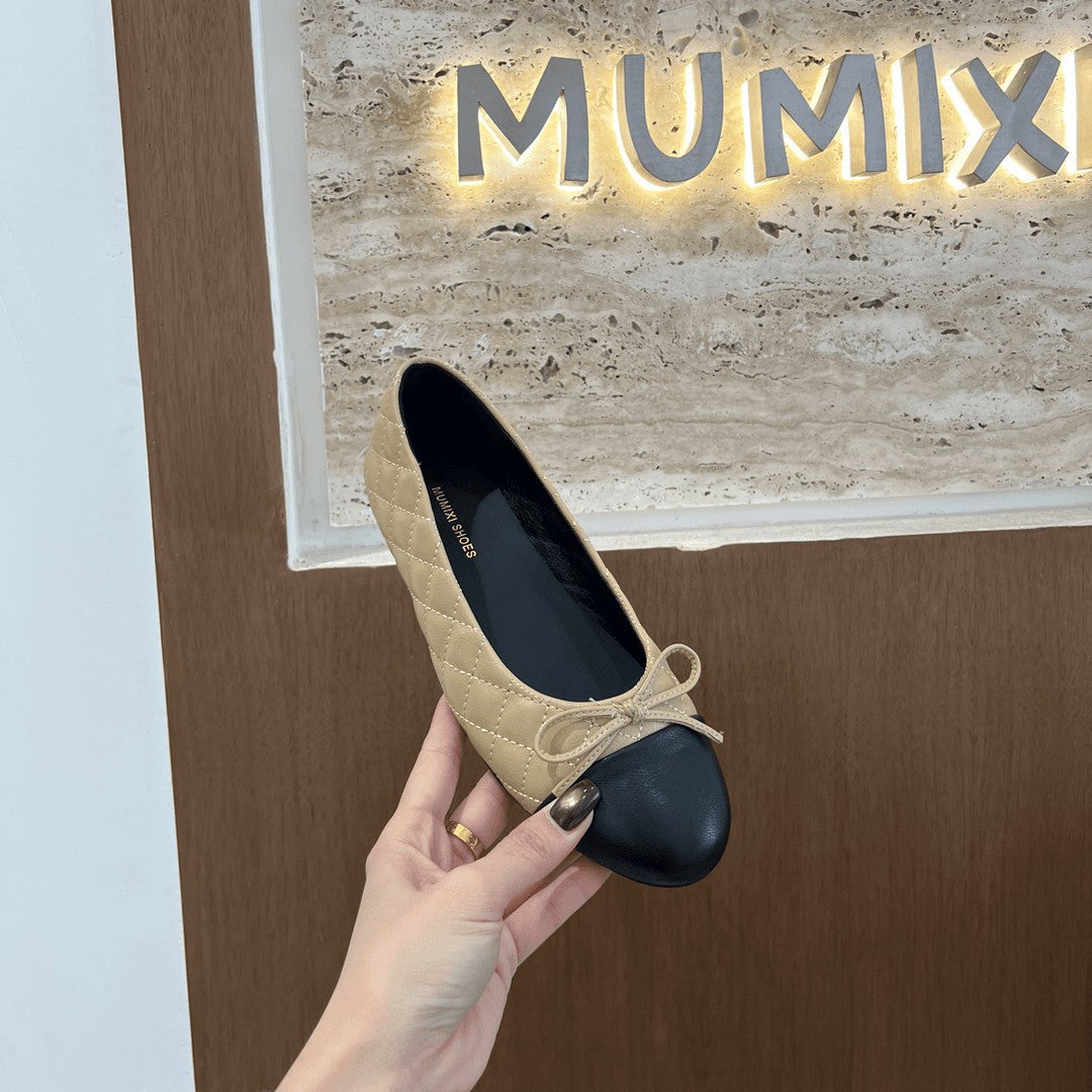 Women's All-Match Commuter Bow-Knot Diamond-Pattern Flat Shoes