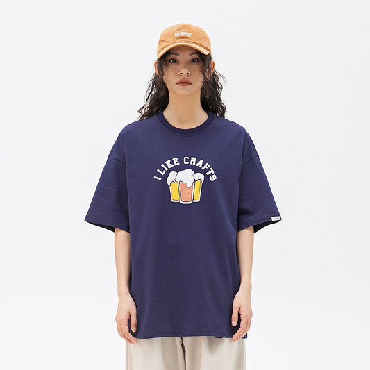 Women's Foam Cartoon Printed Short Sleeve Round Neck