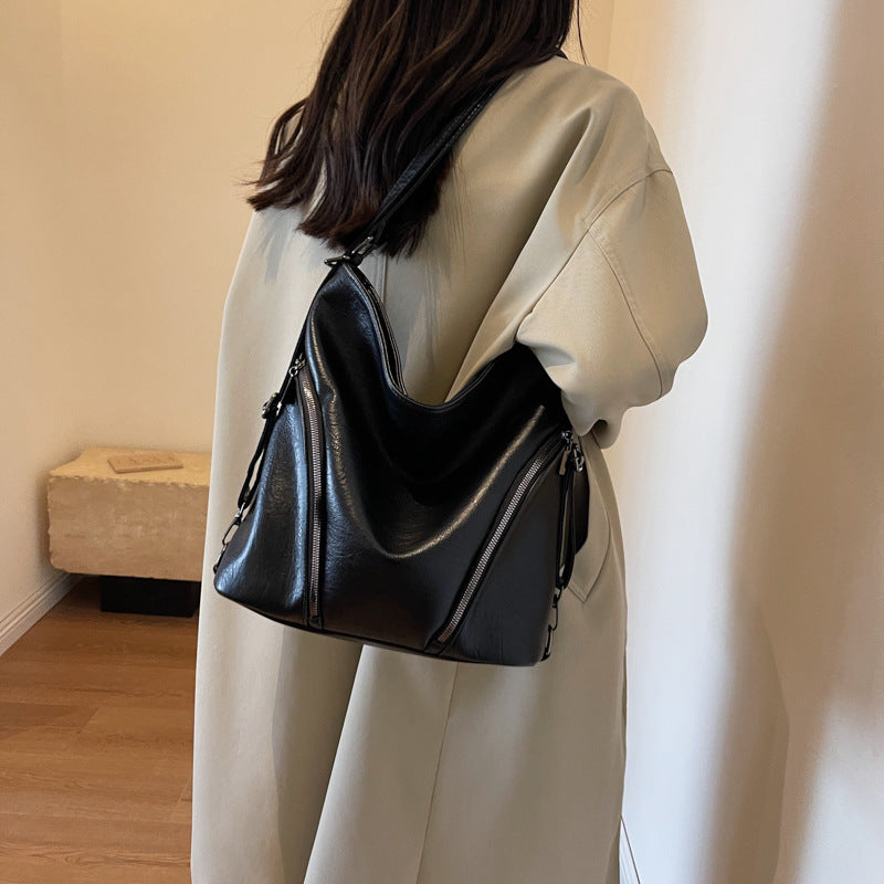 Autumn Winter Retro Fashion Multipurpose Large Capacity Backpack Simple Advanced Texture Commuter Tote