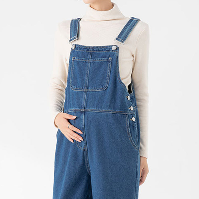 Loose-fit Age-reducing Versatile Maternity Bib Overalls With Tummy Support
