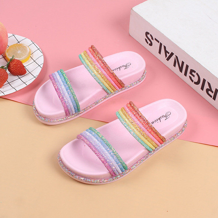Rainbow sequin slippers
