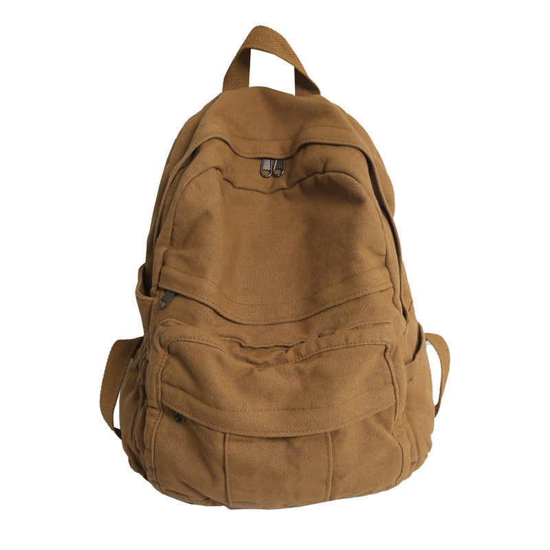 Washed Solid Color Canvas Schoolbag