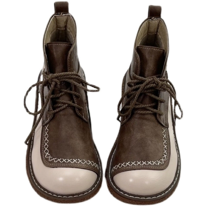 Autumn And Winter New Forest Retro Lace-up Women's Shoes Thick-soled Casual Martin Boots