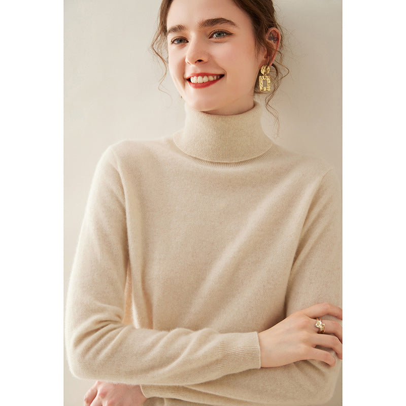 Women's Solid Color Pullover Cashmere Turtleneck Knitting Bottoming Shirt