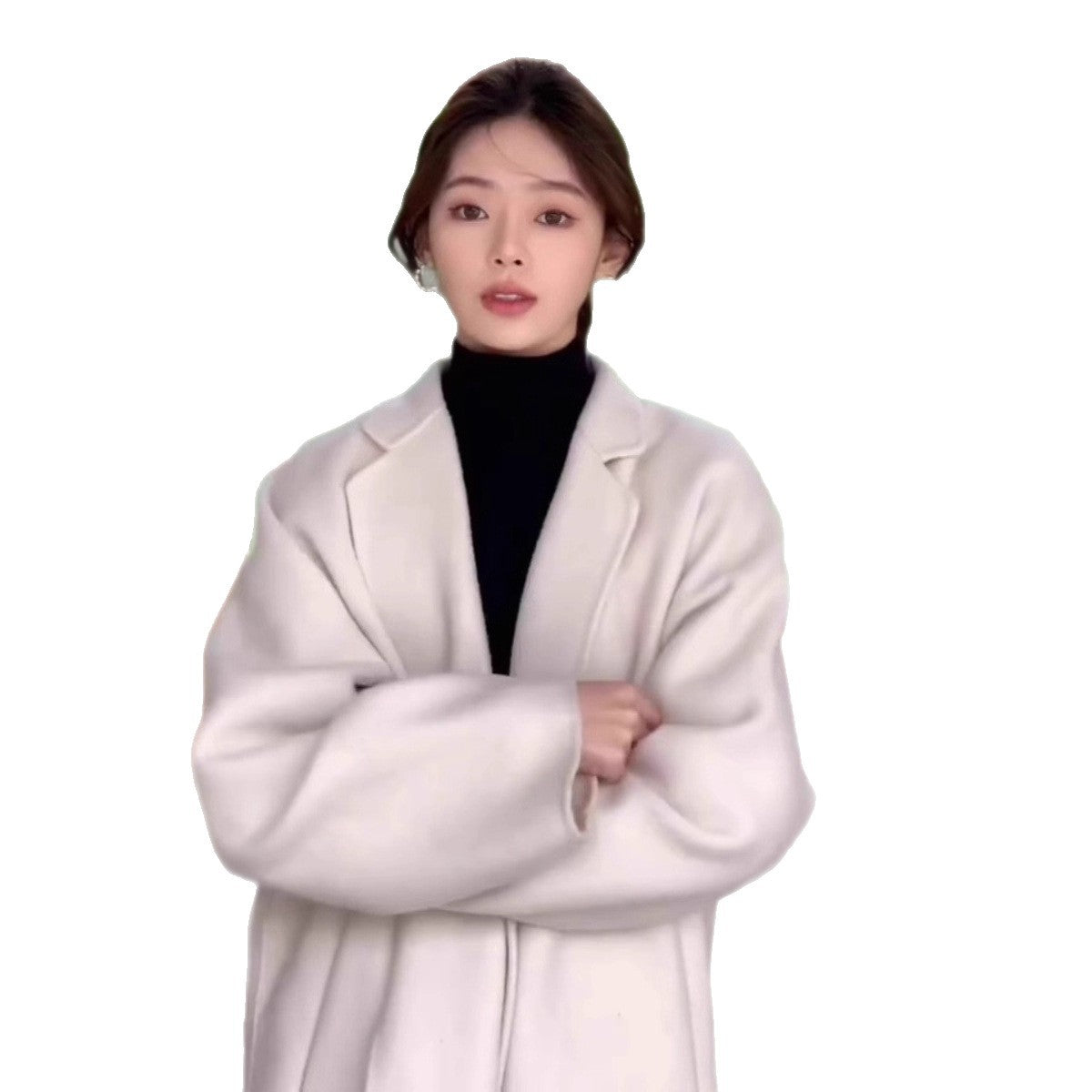 Womens French-style Puff-sleeve Mock-neck Base Layer Top