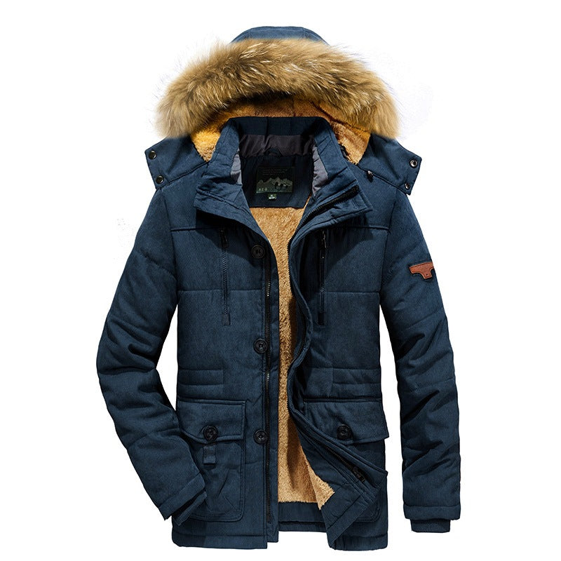 Men's Cotton-padded Coat Mid-length Fleece-lined Thickened