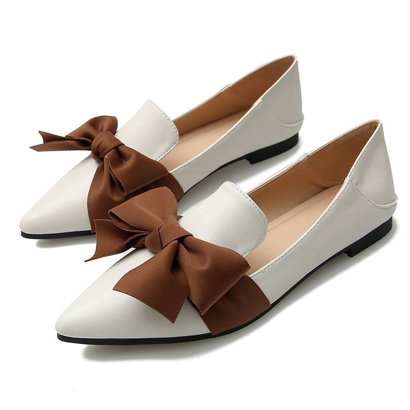 New Fashion Bowknot Flat One Pedal Loafers Soft Sole Single Shoes