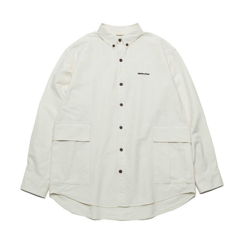 Solid Color Youth Shirt Loose Couple Long Sleeve Shirt
