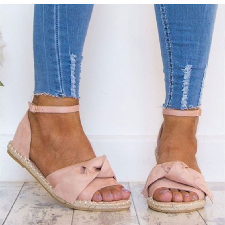 Bow flower hemp rope shoes