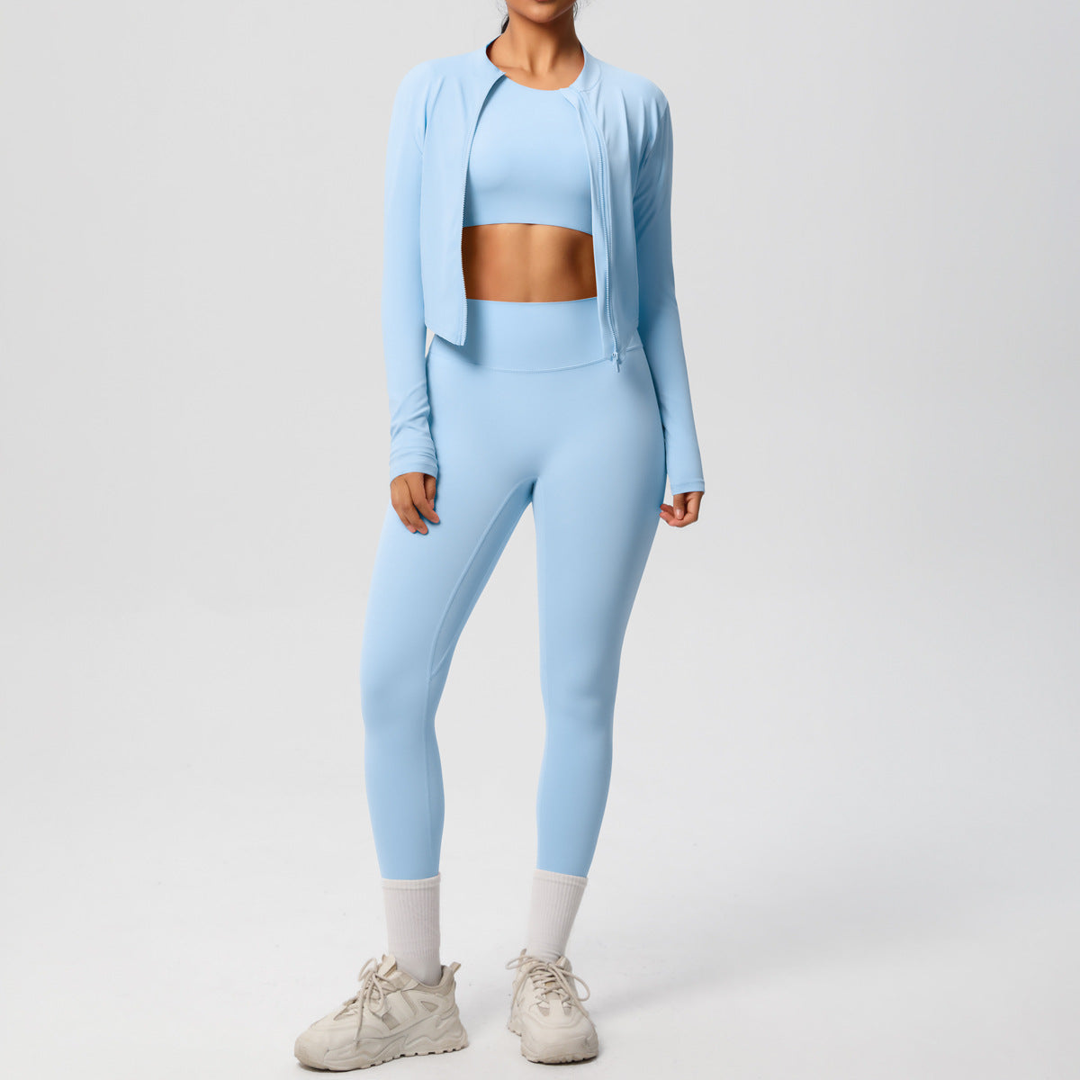 Breathable, Form-fitting Workout Jacket And Three-piece Set