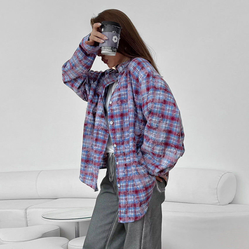 American Contrast Color Casual Shirt