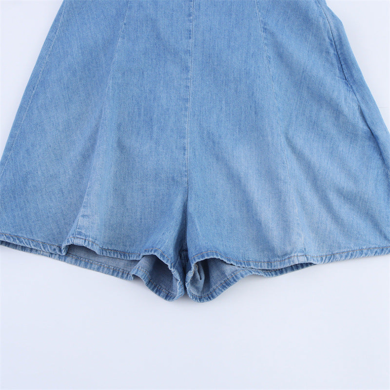 New Summer Off-the-shoulder Denim Jumpsuit