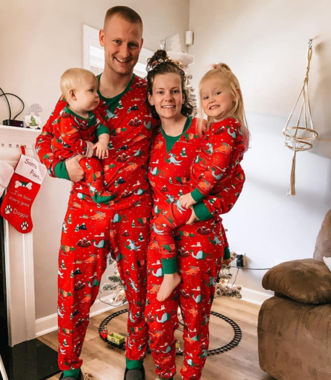 Christmas Printed Parent-child Long Sleeved Pajama Suit