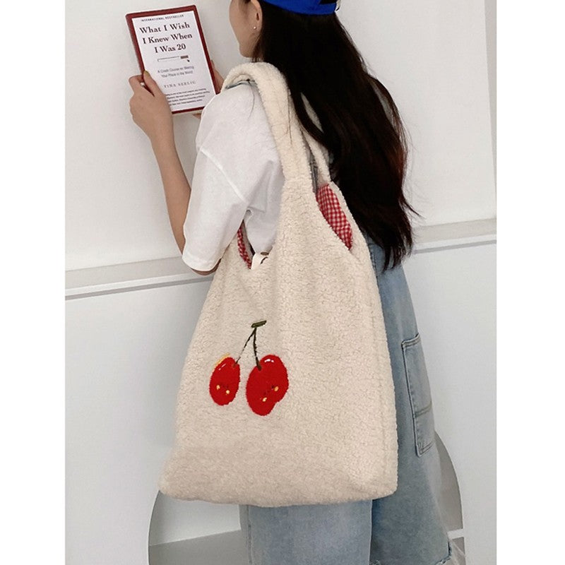Thickened Plush Japanese Lazy Style Handbag