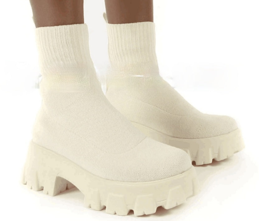 Mid-heel European And American Mid-tube Boots Set Foot Large Size Boots
