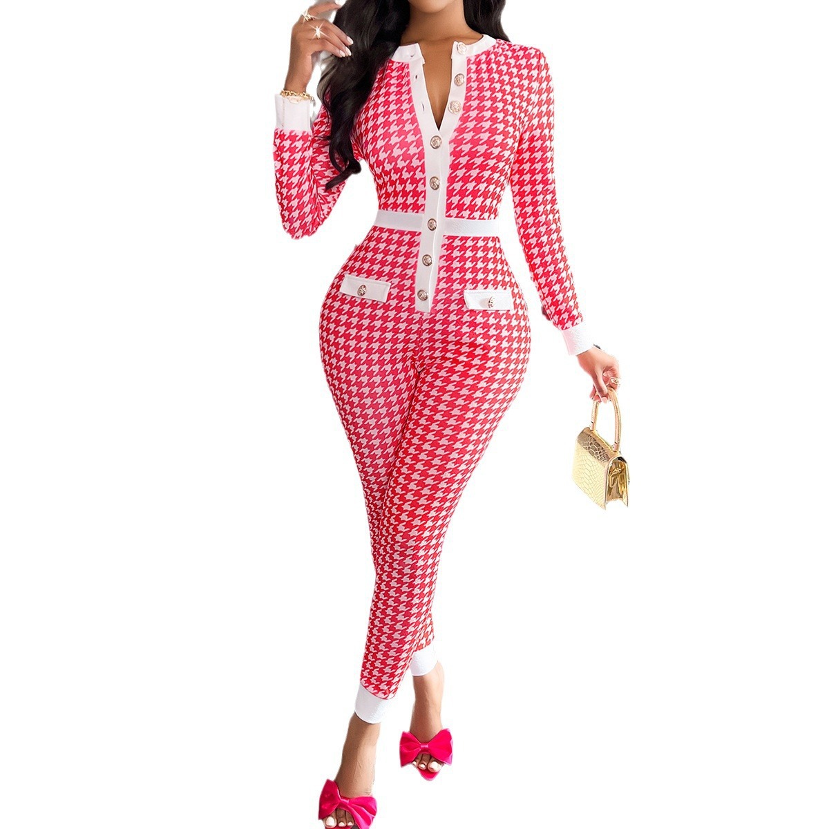 Autumn And Winter European And American Women's Clothing Tight Jumpsuit