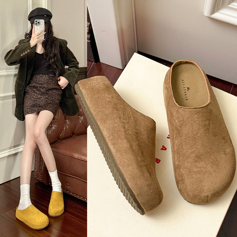 French-style Closed-toe Half-slippers For Women Suitable For Outdoor Wear