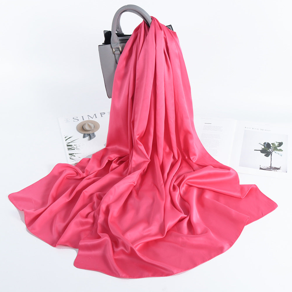 Solid Color Casual Malay Scarf Satin Shawl