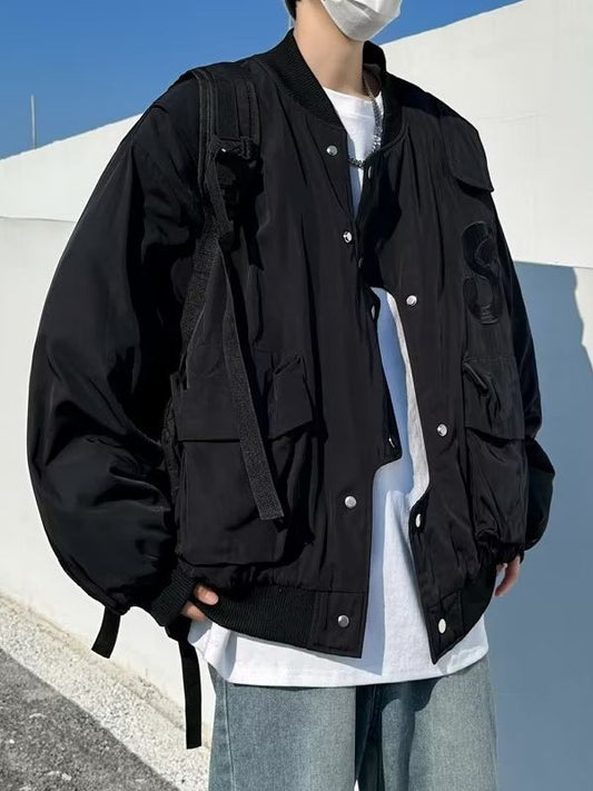 Wine Red Irregular Overalls Men's Spring And Autumn High-grade Pilot Jacket Short Baseball Uniform
