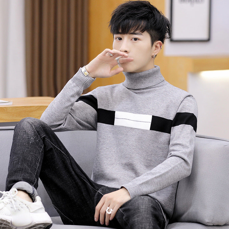 Men's Long Sleeve M Letter Turtleneck Pullover