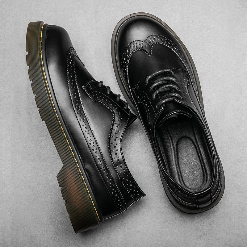 Men's Low-Top Platform Retro Leather Shoes