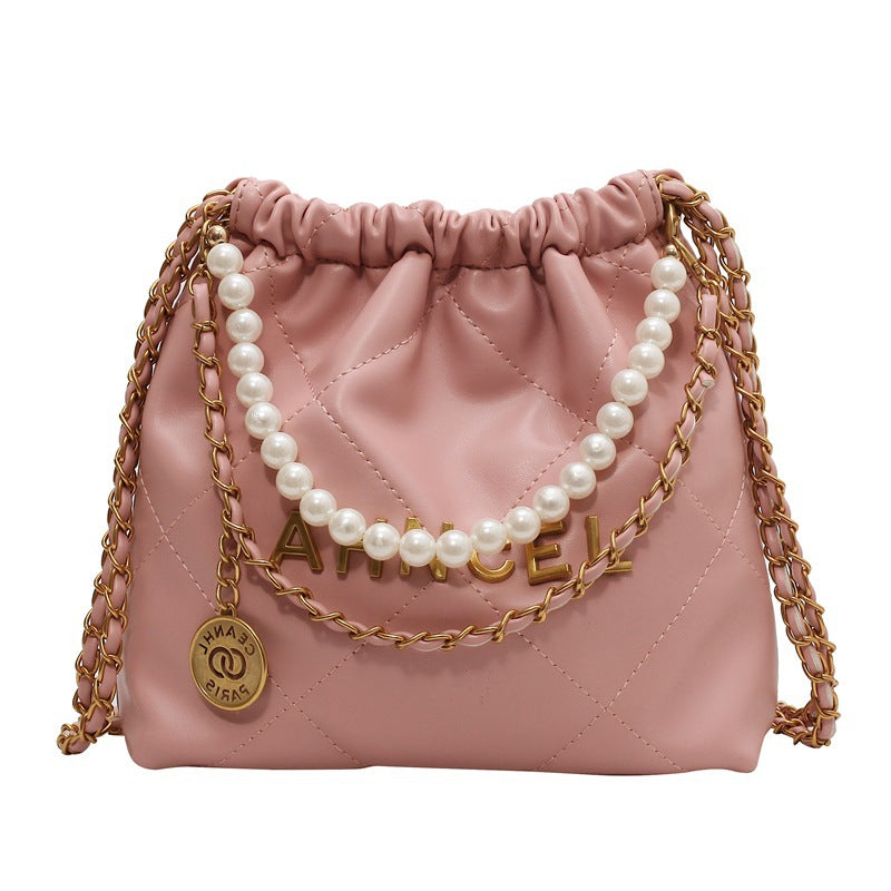 Women's Diamond Chain Messenger Bag Pearl