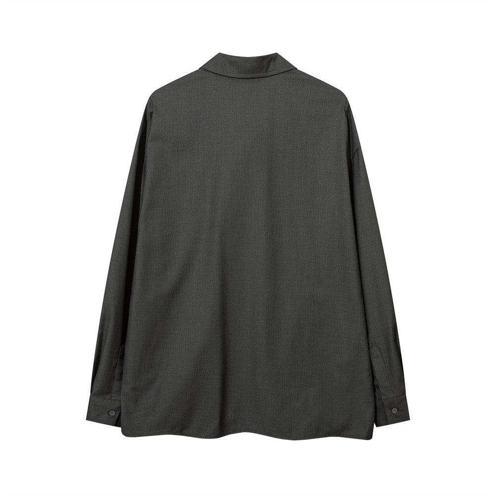 Spring And Autumn Lapel Zipper Shirt Coat