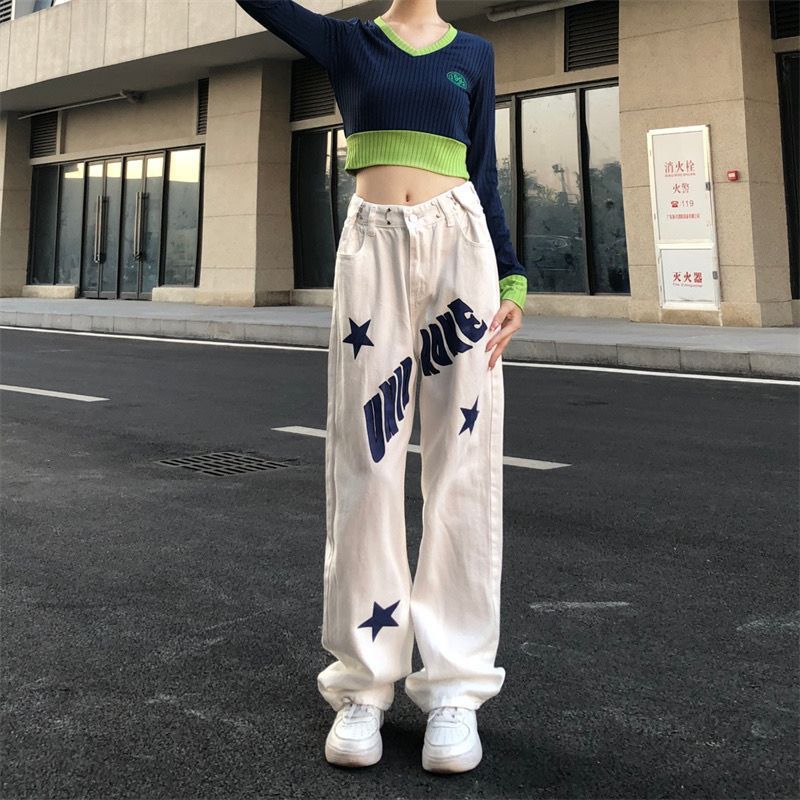 Women's Versatile High Waist Loose Casual Jeans