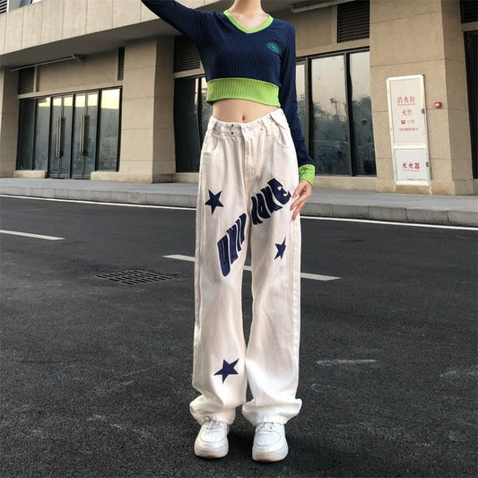 Women's Versatile High Waist Loose Casual Jeans