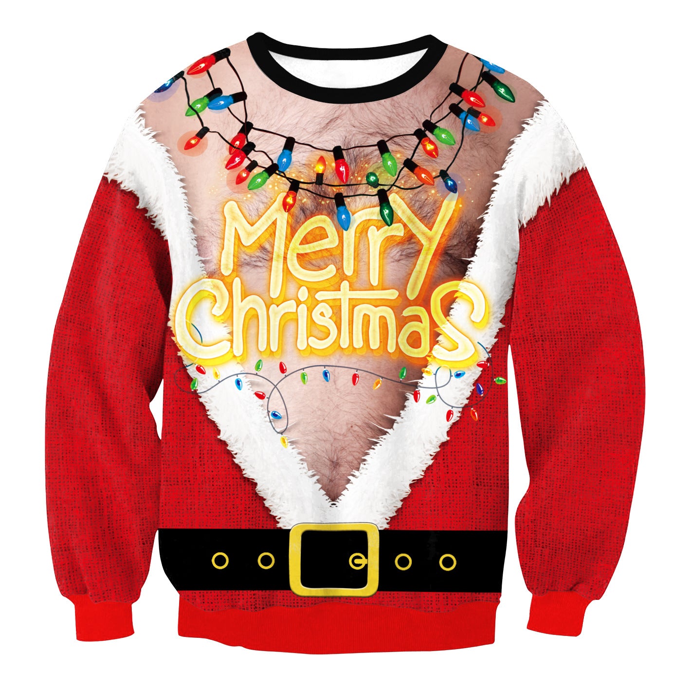 Santa Claus Balloon Print Round Neck Long Sleeve Round Neck Sweater Couple Dress Girl
