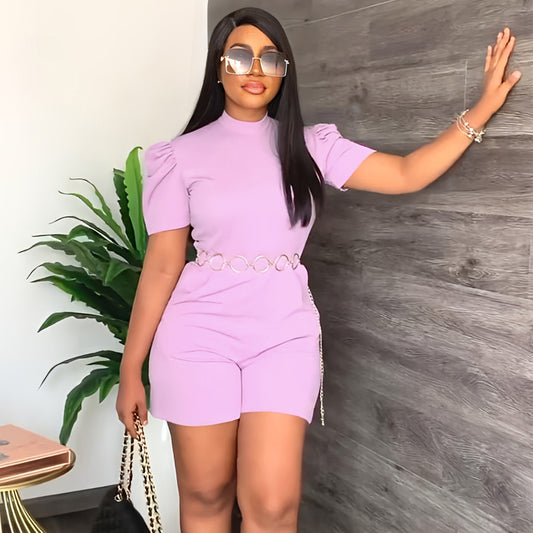 New Round Neck Fashion Waist-controlled Casual Jumpsuit