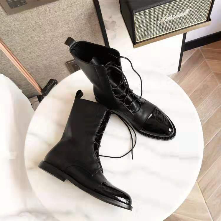 Handsome Short Boots With Round Toe Square Heel And Mid Heel