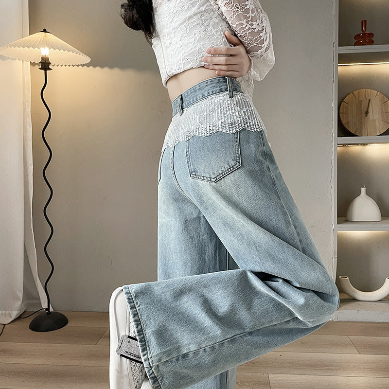 Løse slankende og lige blondejeans med brede ben