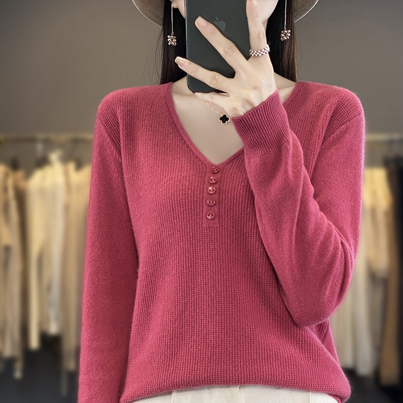 Women's Long-sleeved Sweater Top With Tie Buckle