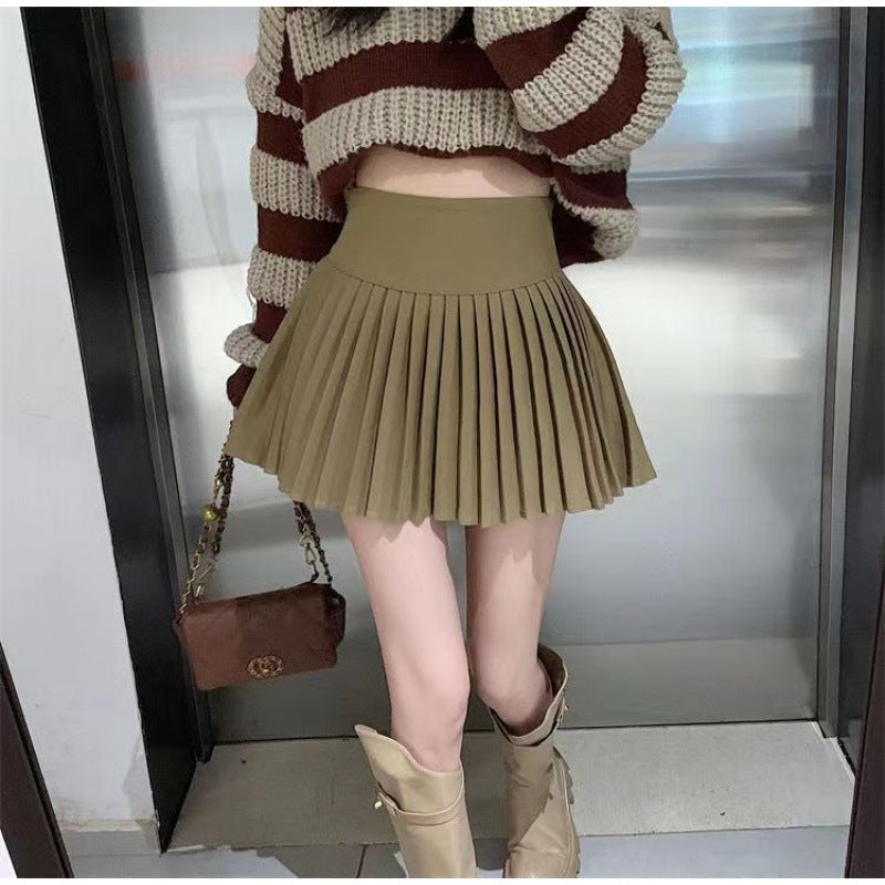 New Preppy Style Lined Four Seasons Hot Girl Pleated Skirt