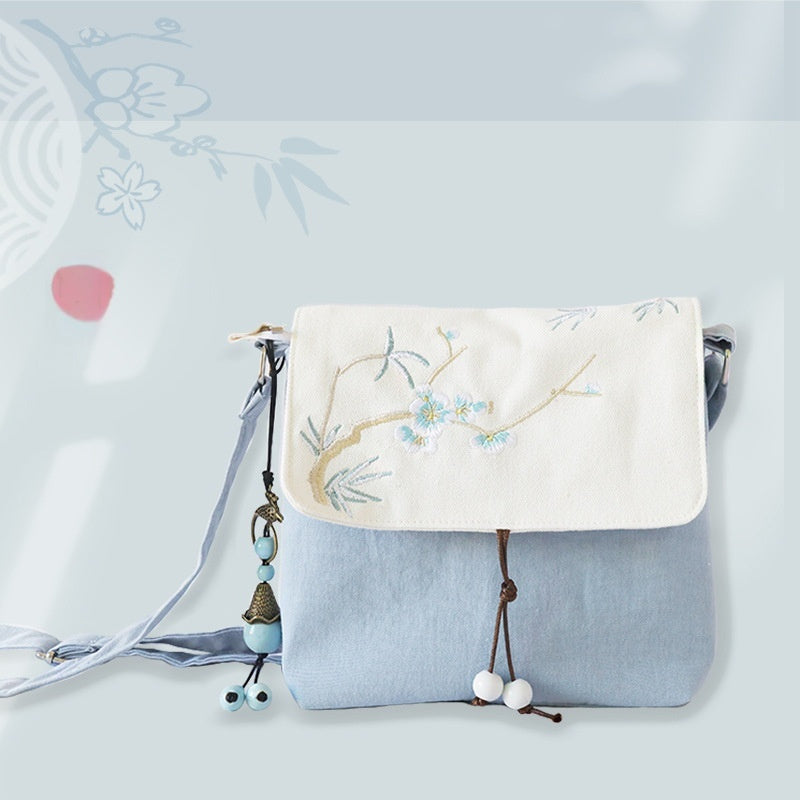 Cotton And Linen Antique Embroidery Crossbody Bag