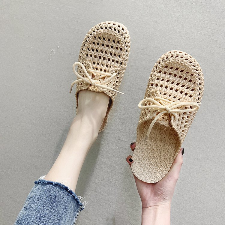 Retro seaside vacation Baotou lazy half slippers